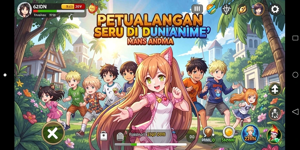Screenshot menampilkan karakter anime dalam pertempuran epik.