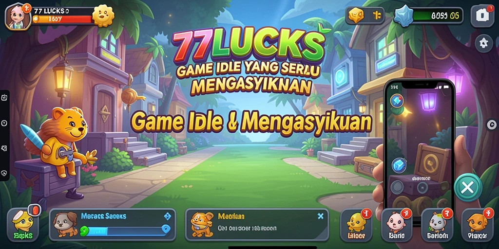 Screenshot gameplay 77LUCKS menampilkan aksi seru dan inovatif dalam permainan Idle.