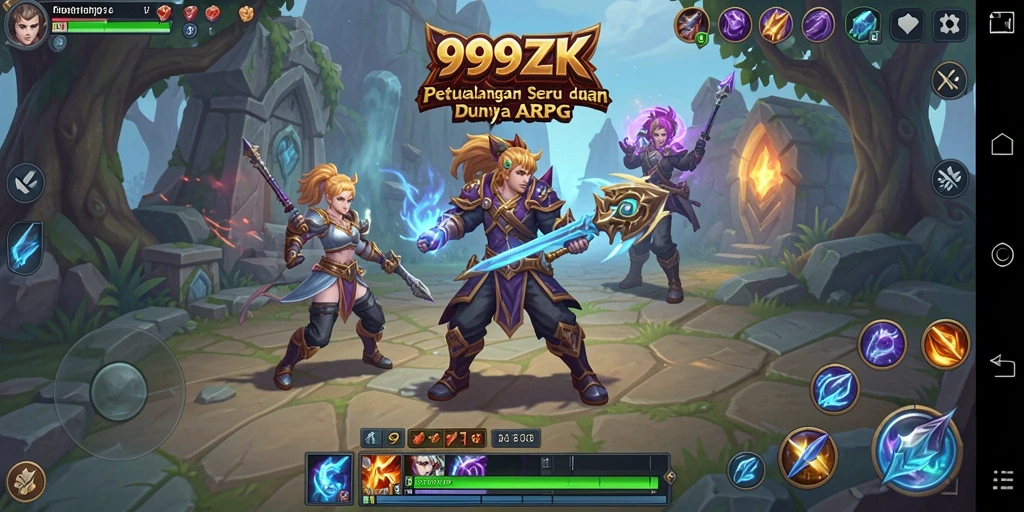 Tampilan seru gameplay ARPG dalam 999ZK dengan pertarungan epik.