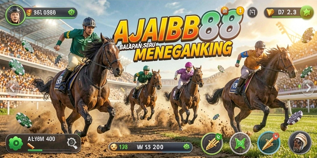 Gameplay seru dalam AJAIB88 menampilkan balapan penuh adrenalin.