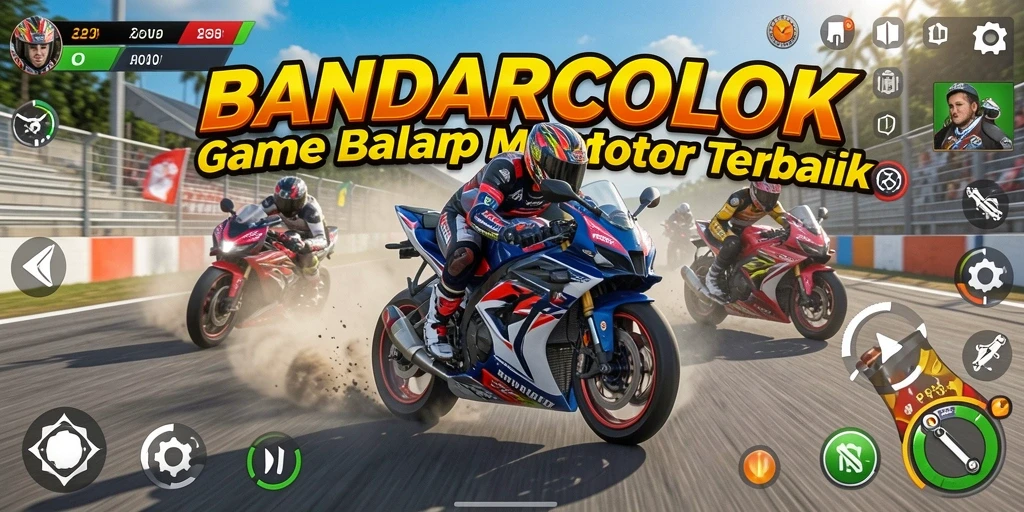 Tampilan utama BANDARCOLOK menampilkan aksi balapan motor yang mendebarkan.