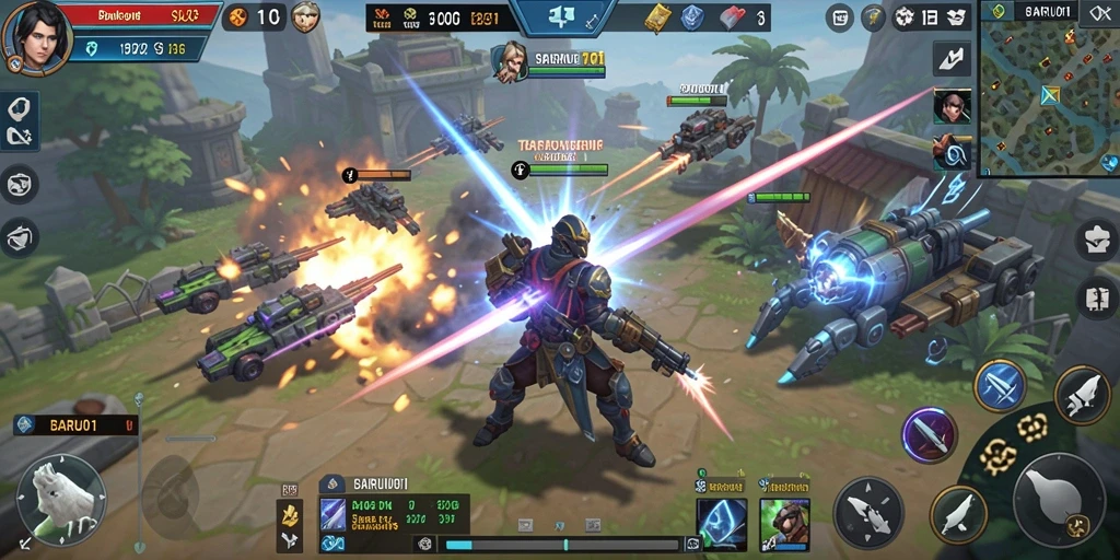 Screenshot utama menunjukkan aksi seru dalam gameplay SLG.