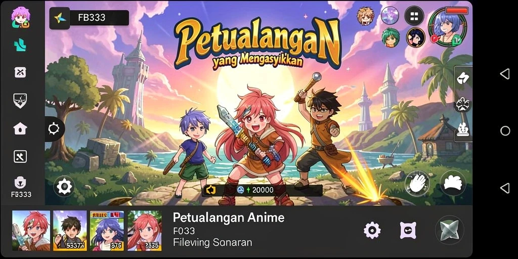 Screenshot FB333 menampilkan karakter anime dalam pertempuran dramatis.