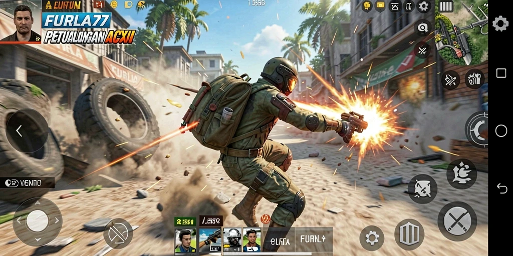 Tampilan aksi mendebarkan dalam gameplay FURLA77.