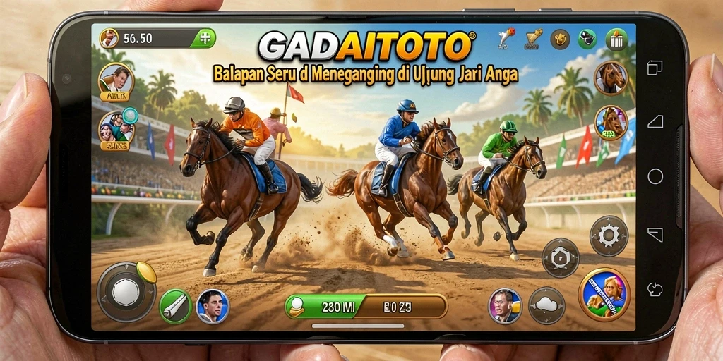 Tangkapan layar utama GADAITOTO menampilkan aksi balapan yang menegangkan.