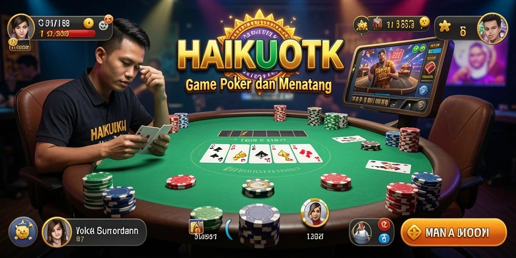 Screenshot HAIKUOTK menampilkan gameplay poker yang mendebarkan.