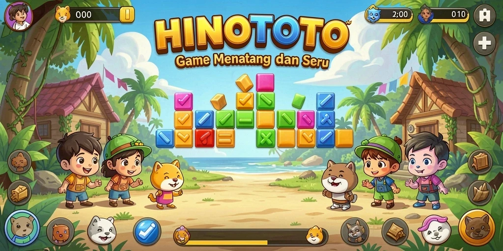 Tampilan gameplay HINOTOTO menampilkan berbagai puzzle yang menantang.
