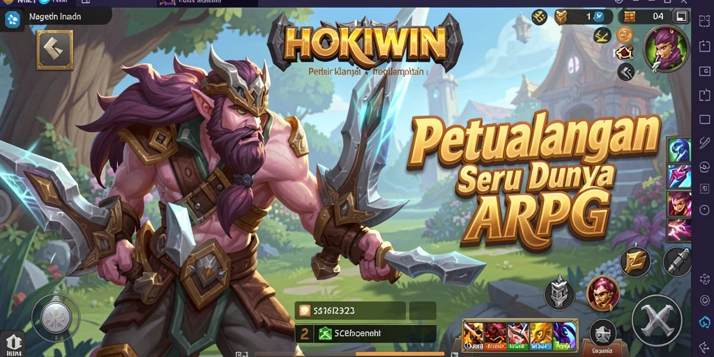 Screenshot HOKIWIN menampilkan pertarungan seru dalam dunia ARPG.