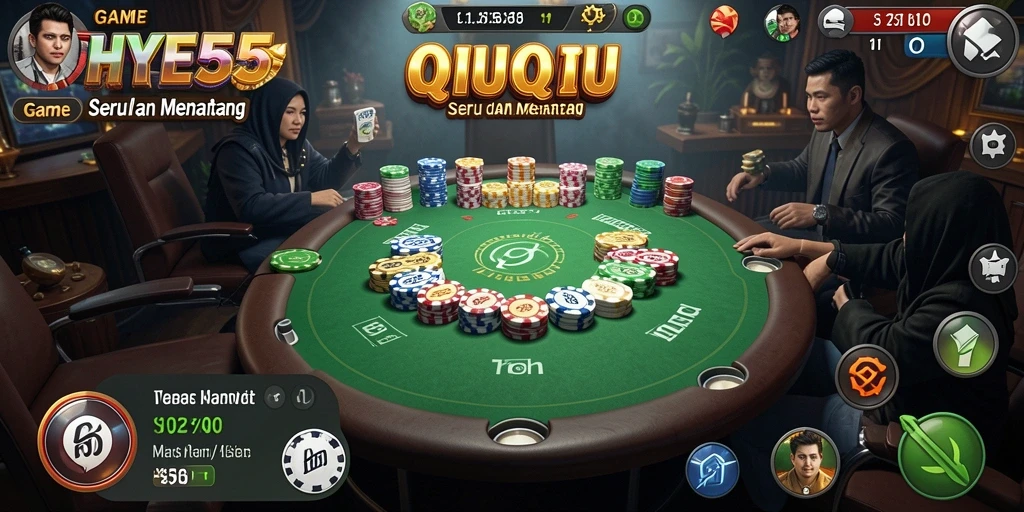 Screenshot gameplay menarik dari HOYE55 dengan kartu QiuQiu.