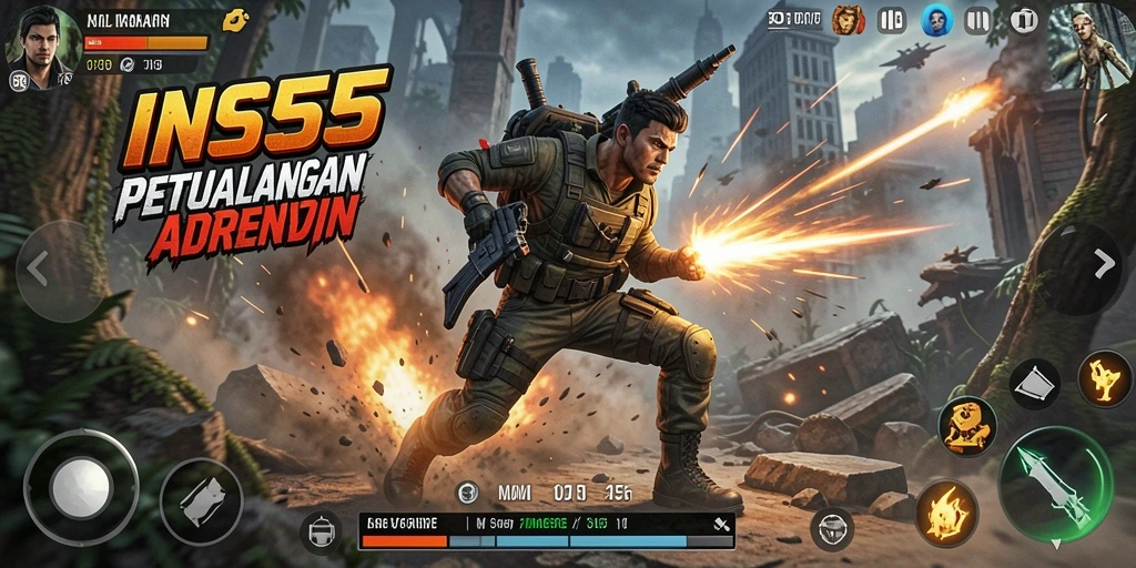 Tampilan aksi mendebarkan dalam gameplay INS55 yang penuh tantangan.