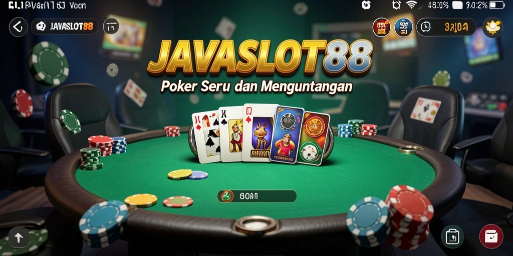 Screenshot gameplay seru dari JAVASLOT88 menampilkan aksi Poker yang mendebarkan.