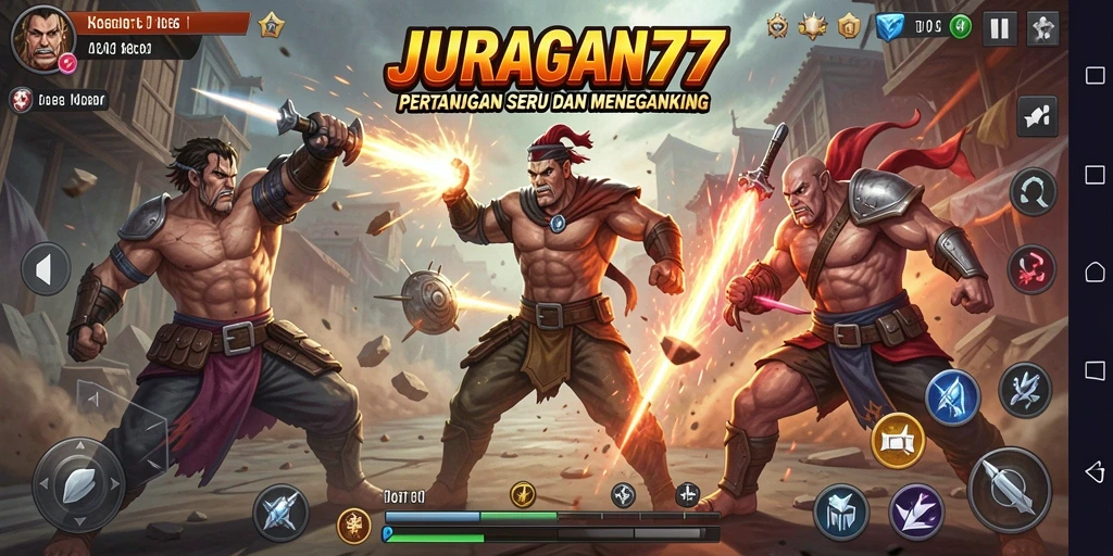 Gameplay JURAGAN77 yang menegangkan dengan aksi bertarung seru.