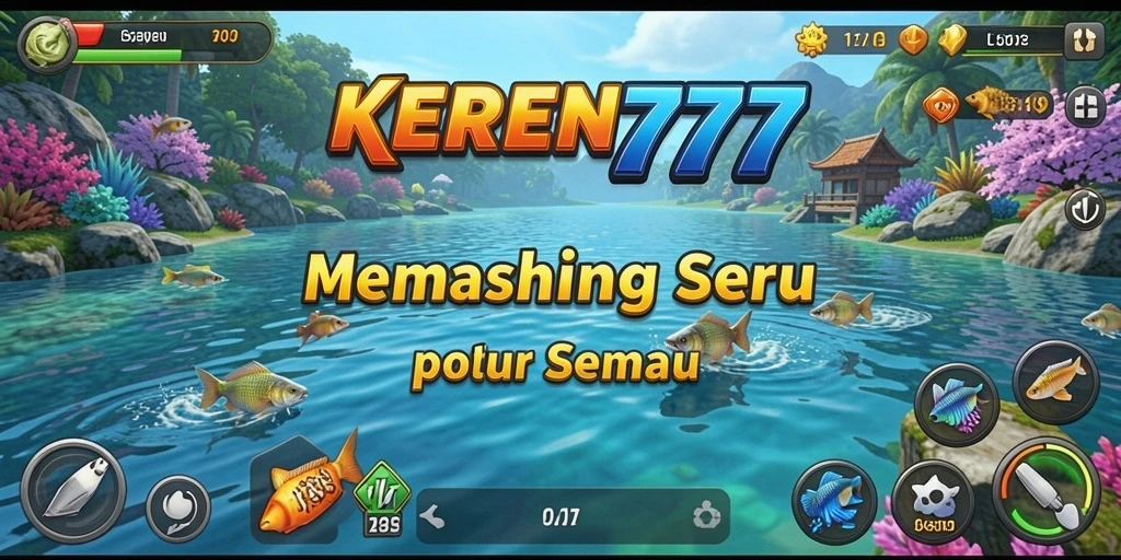 Tampilan gameplay seru dalam KEREN777 saat menangkap ikan.