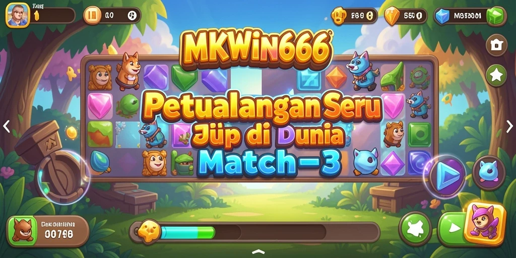 Gameplay seru di MKWIN666 dengan berbagai permata yang harus dicocokkan.