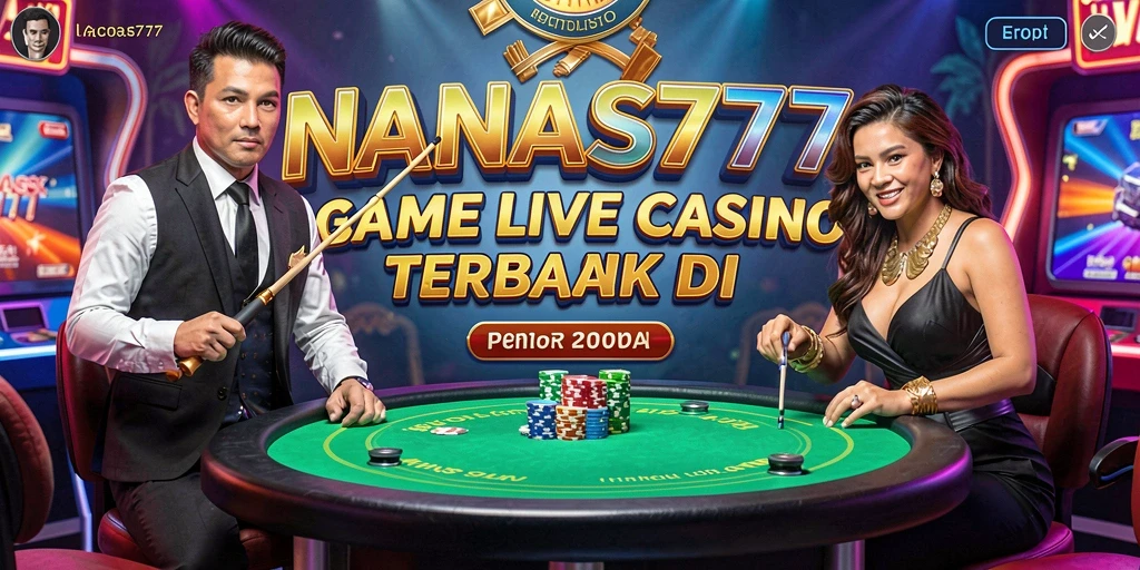 Tampilan utama NANAS777 menampilkan dealer langsung dan permainan kasino yang mendebarkan.