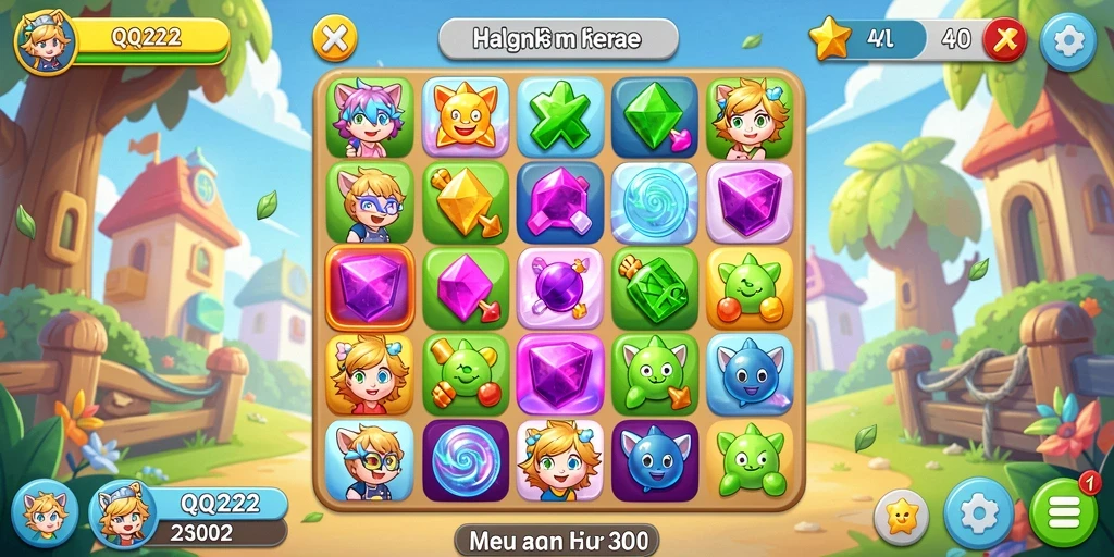 Screenshot gameplay QQ222 yang menampilkan tantangan seru mencocokkan permata.