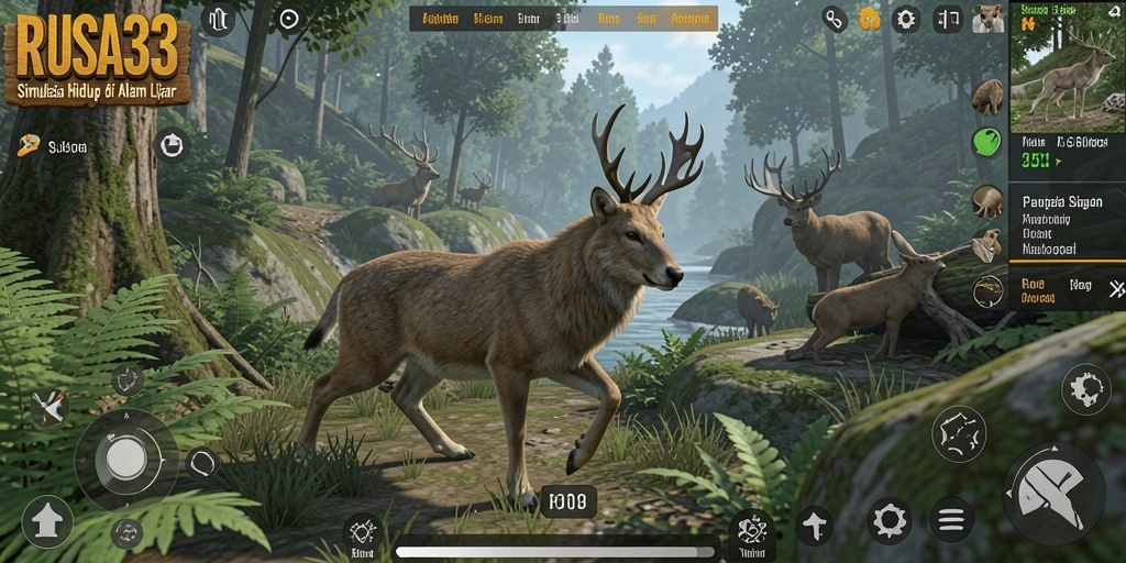 Tampilan gameplay RUSA33 saat menjelajahi alam liar.