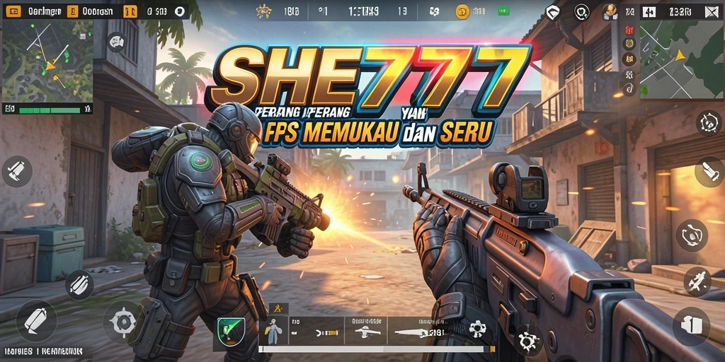 Gameplay intens dari SHE777 dalam aksi penuh pertempuran FPS.