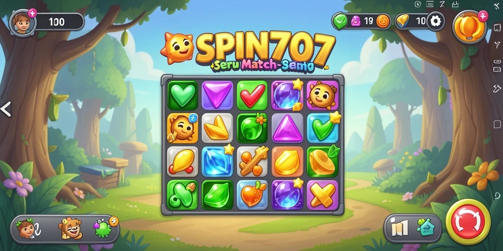 Gameplay Match-3 penuh warna dan menantang di SPIN707.