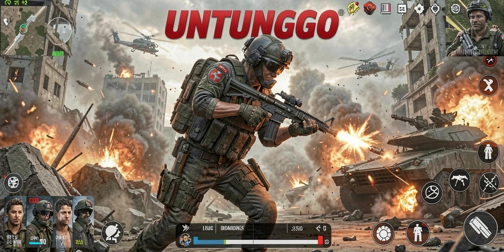 Tangkapan layar dari gameplay menegangkan di UNTUNGGO.