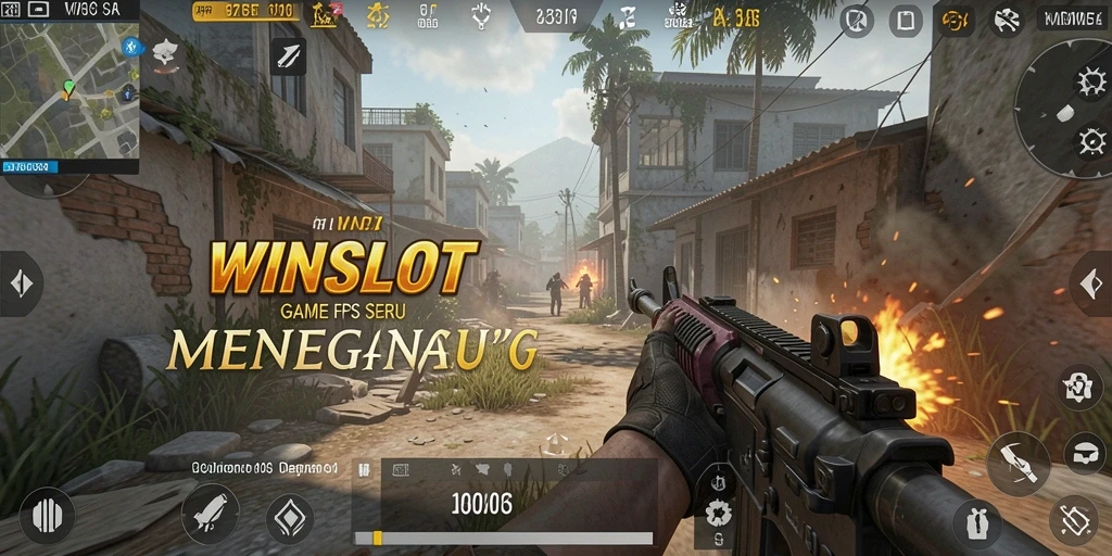 Screenshot menampilkan gameplay seru dalam WINSLOT dengan aksi menembak yang intens.