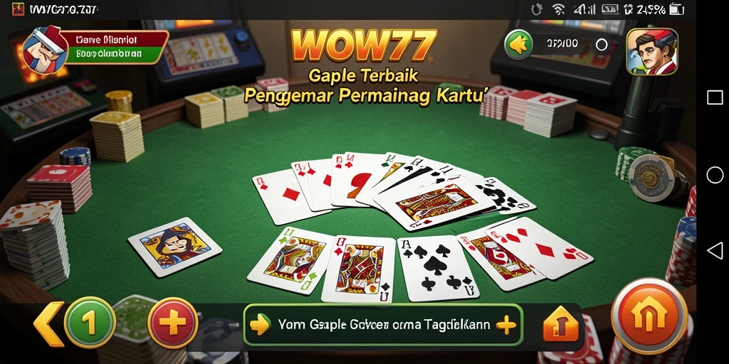 Tampilan gameplay seru dari game Gaple WOW77 yang mengasyikkan.